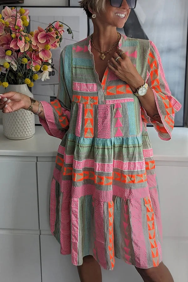 Sienna | Boho Geometric Tiered Dress