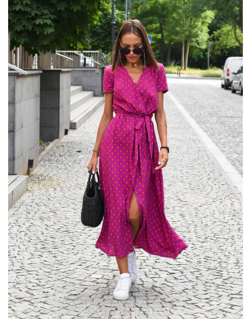 EVA | Elegant V-Neck Dress with Midriff Coverage