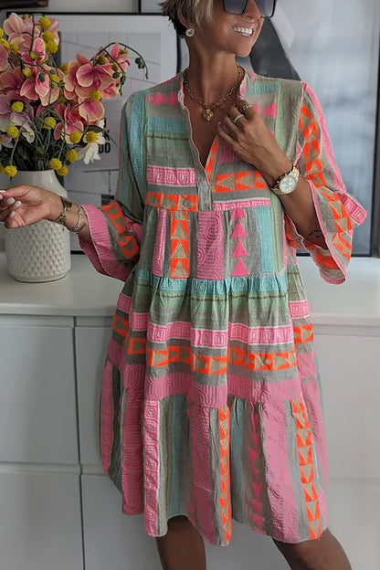 Sienna | Boho Geometric Tiered Dress