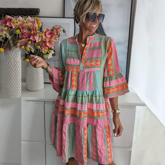 Sienna | Boho Geometric Tiered Dress